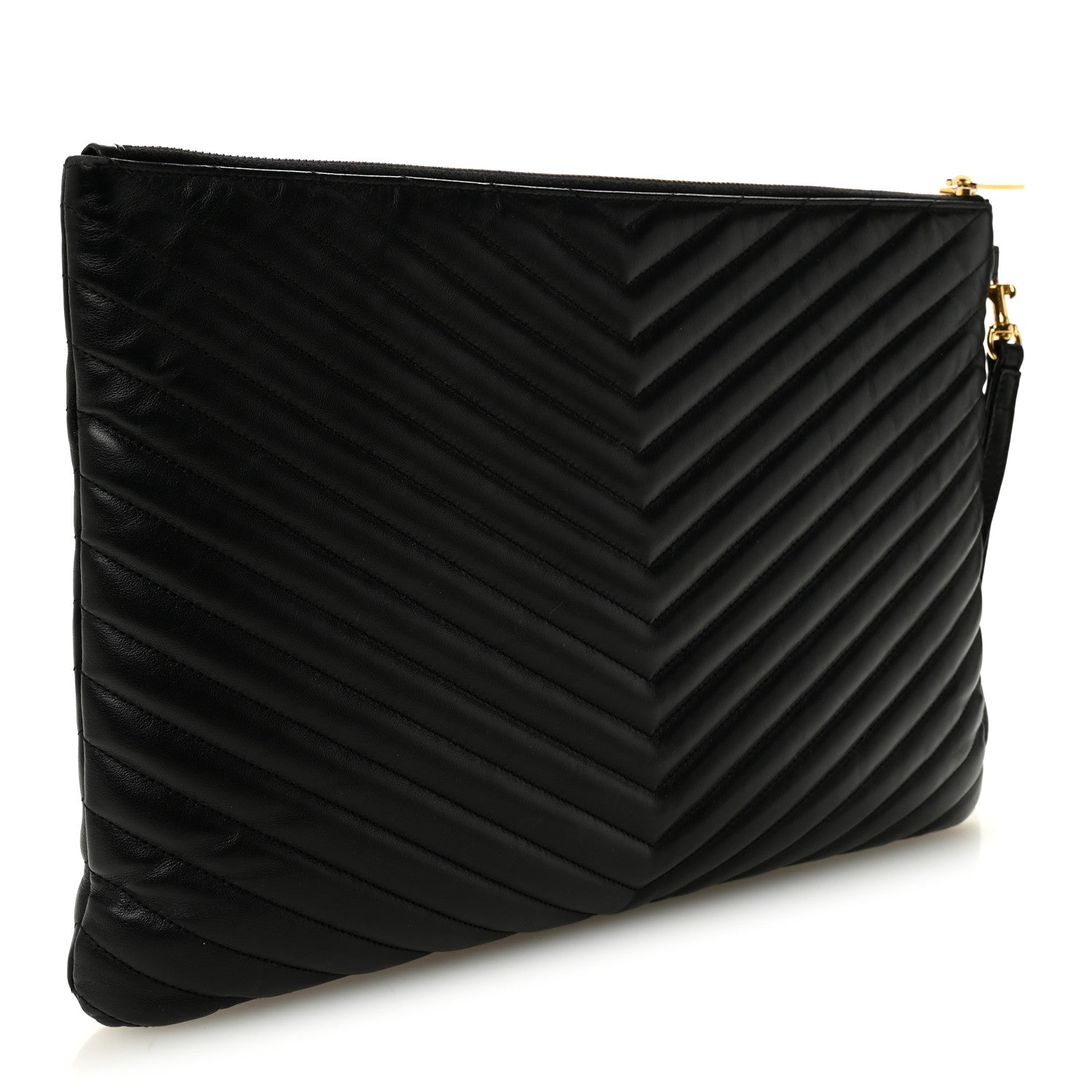 Saint Laurent Calfskin Matelasse Chevron Monogram Document Holder Black 3 of 8