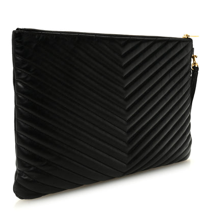 Saint Laurent Calfskin Matelasse Chevron Monogram Document Holder Black 3 of 8