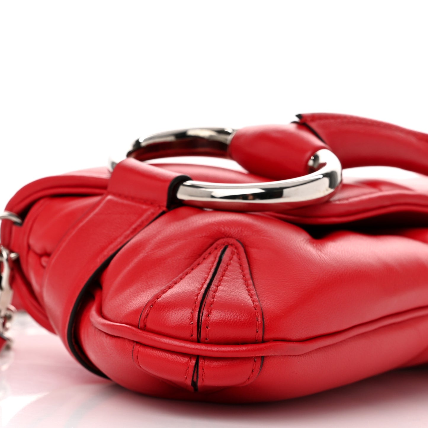 Nappa Vertical Matelasse Medium Maxi Horsebit Chain Shoulder Bag Beret Red