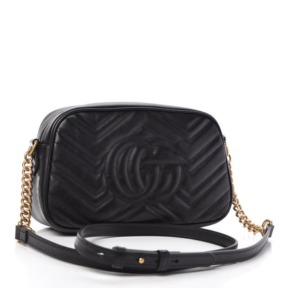 Gucci Calfskin Matelasse Small GG Marmont Chain Shoulder Bag Black 3 of 10