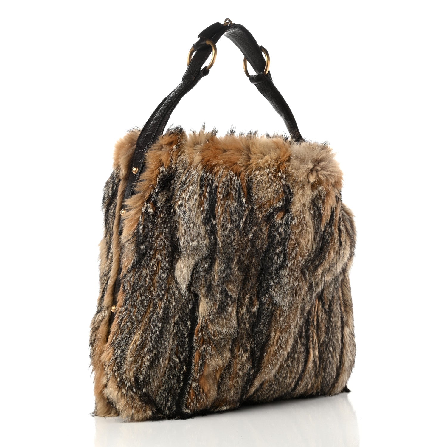 Gucci Raccoon Fur Large Horsebit Chain Hobo Brown 2 of 12
