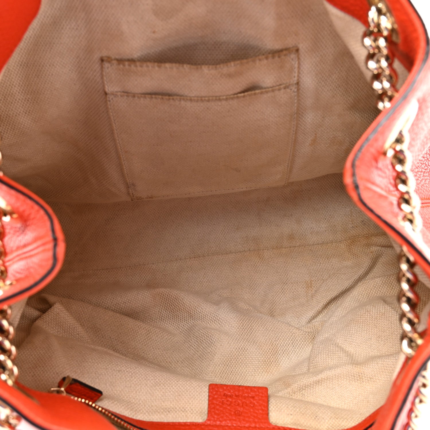 Gucci Pebbled Calfskin Medium Soho Chain Shoulder Bag Sun Orange 5 of 17