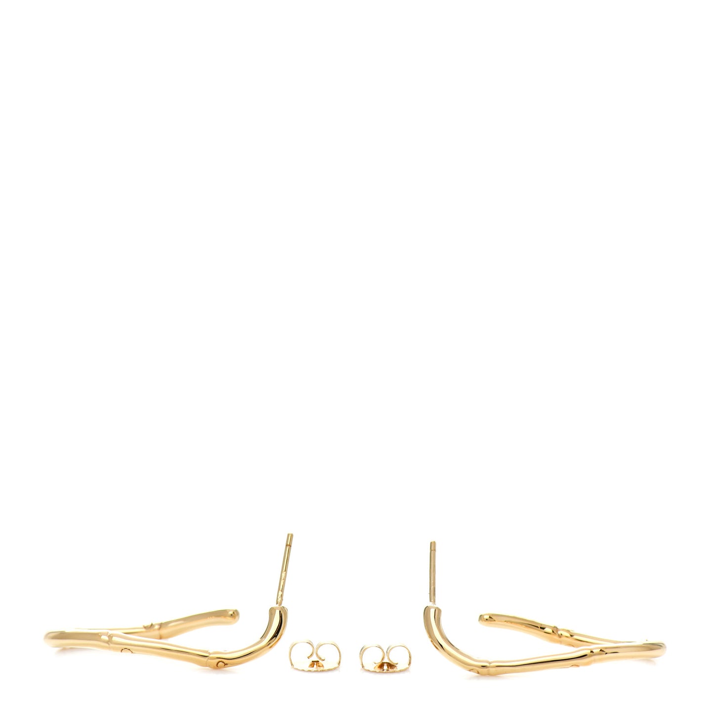 18K Yellow Gold Bamboo Twist Hoop Earrings