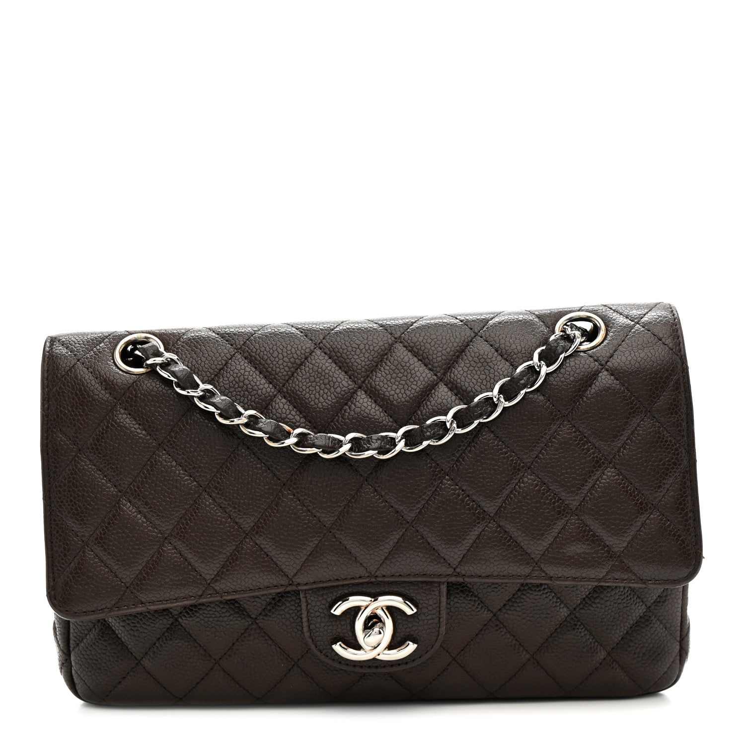Chanel Caviar Quilted Medium Double Flap Brown 2 of 33