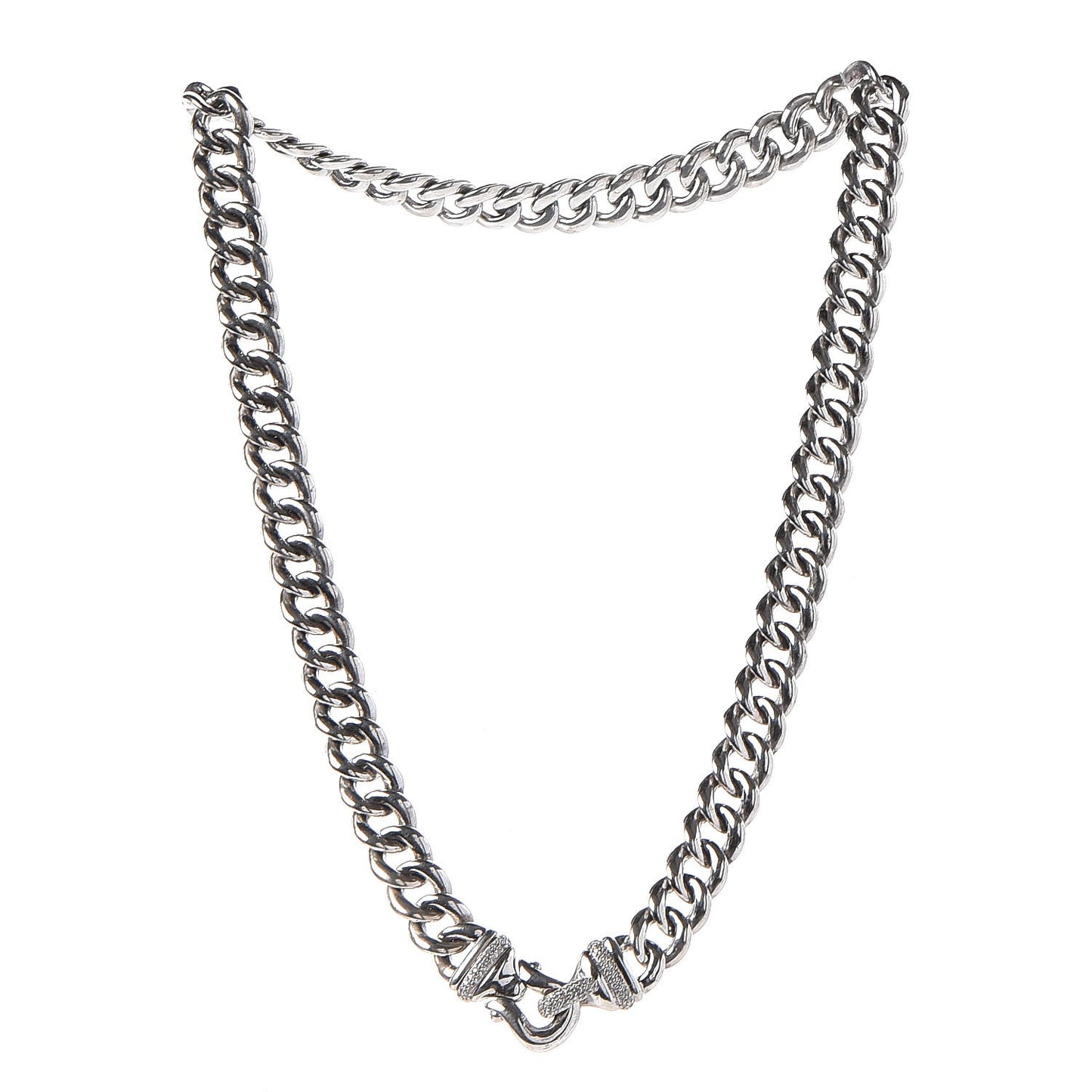 Sterling Silver Diamond Buckle Chain Necklace