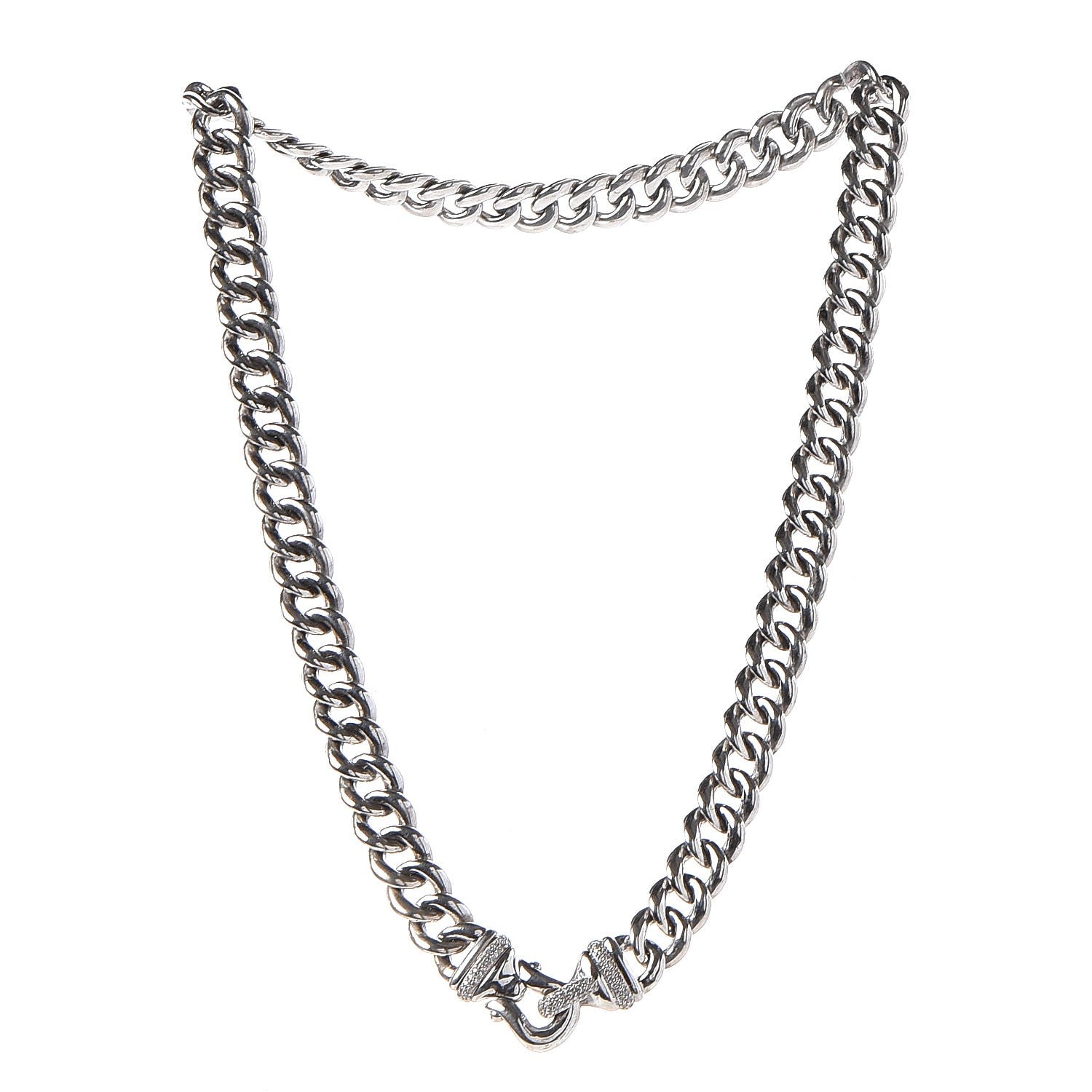 David Yurman Sterling Silver Diamond Buckle Chain Necklace 3 of 6