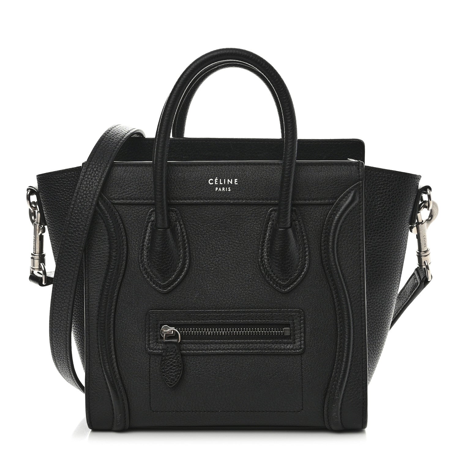 Celine Drummed Calfskin Nano Luggage Black 1 of 15