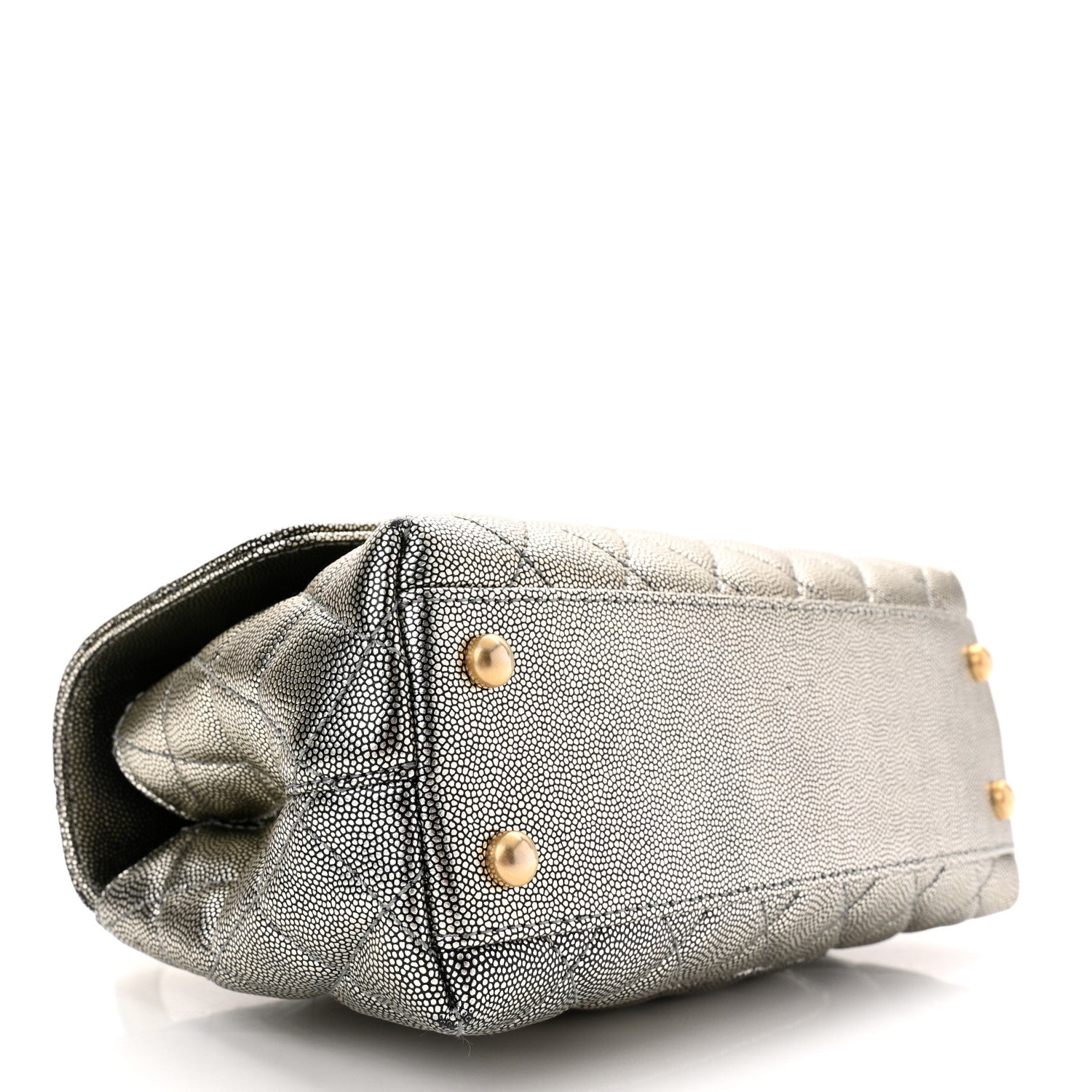 Chanel Metallic Caviar Quilted Mini Coco Handle Flap Silver 4 of 10