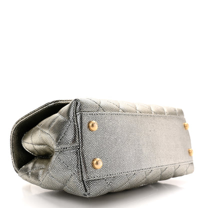 Chanel Metallic Caviar Quilted Mini Coco Handle Flap Silver 4 of 10