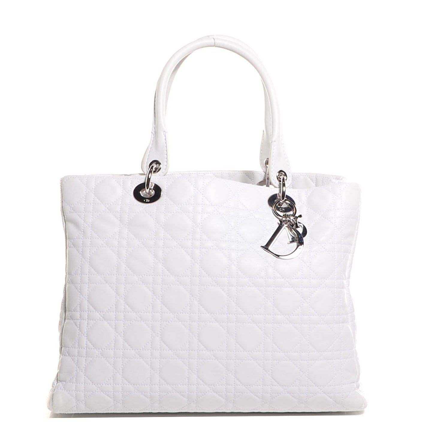 Lambskin Cannage Large Soft Lady Dior Shopping Tote White