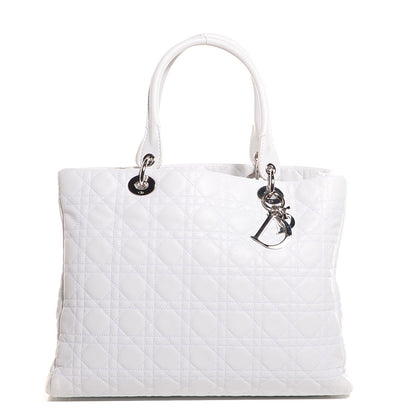 Christian Dior Lambskin Cannage Large Soft Lady Dior Shopping Tote White 1 of 8
