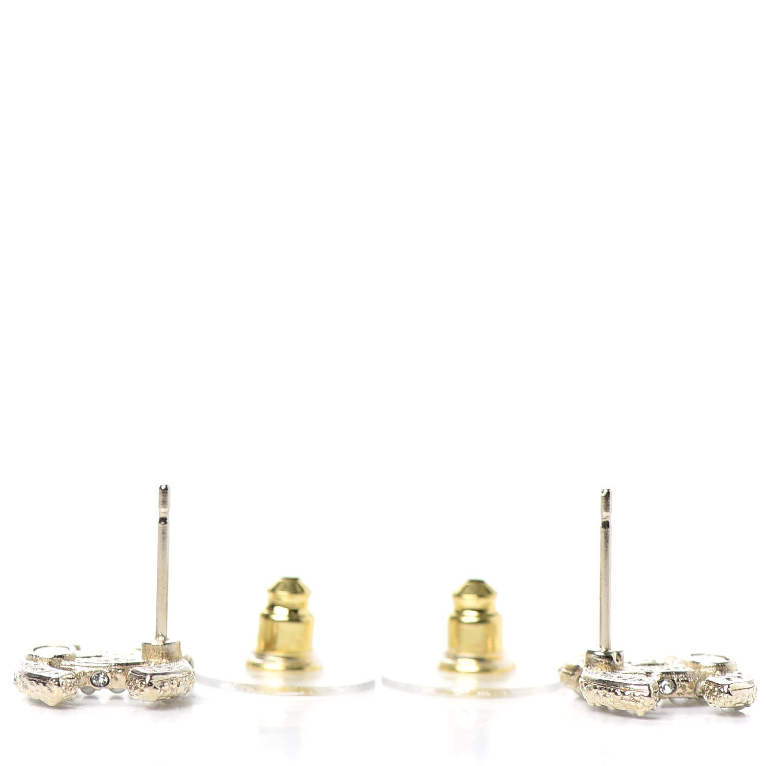 Chanel Crystal Pearl CC Earrings Gold 3 of 4