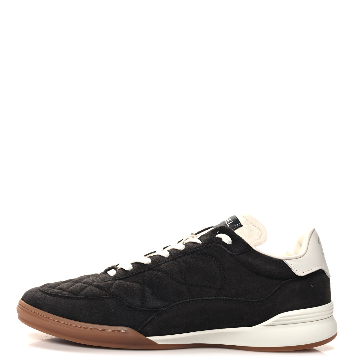 Chanel Suede Kidskin Quilted Mens Sneakers 45 Dark Grey 1 of 9