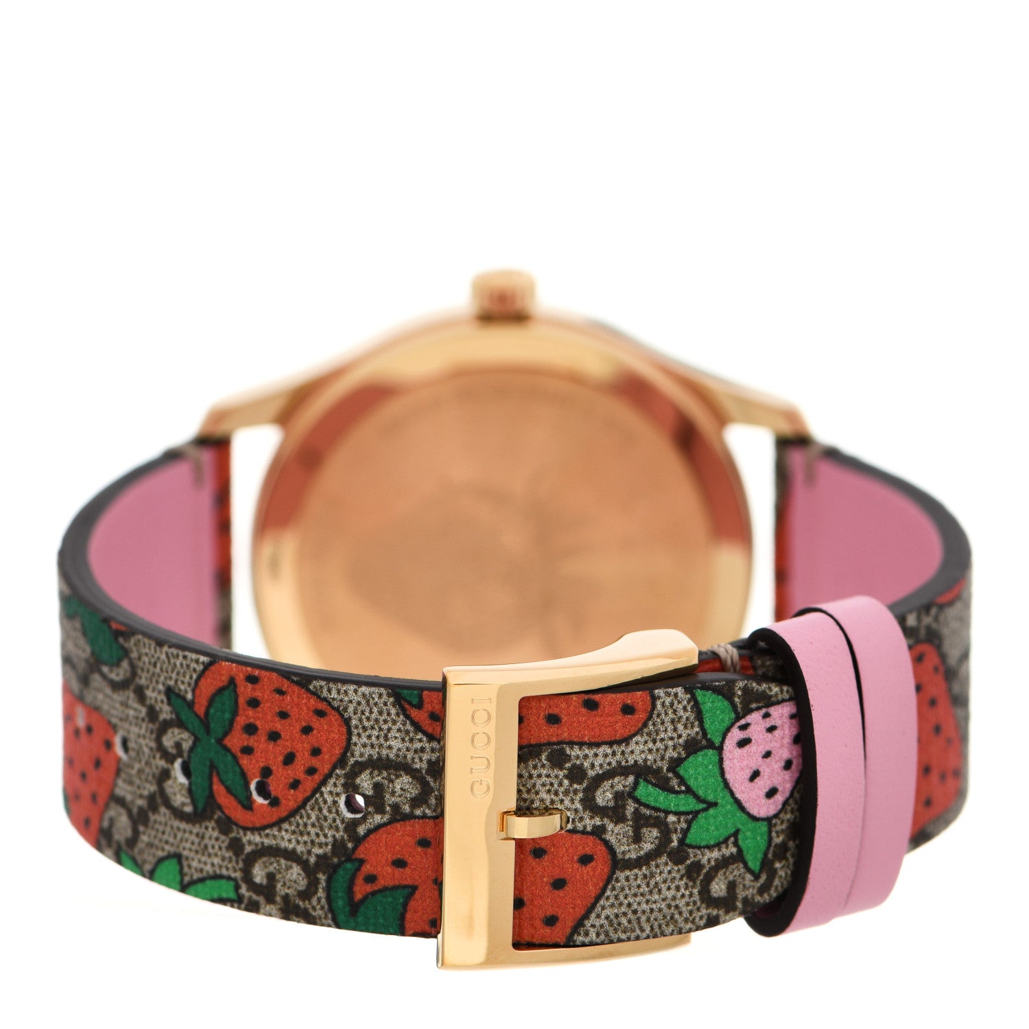 Gucci Stainless Steel Canvas 38mm G-Timeless GG Supreme Strawberry Quartz Watch Brown 3 of 5