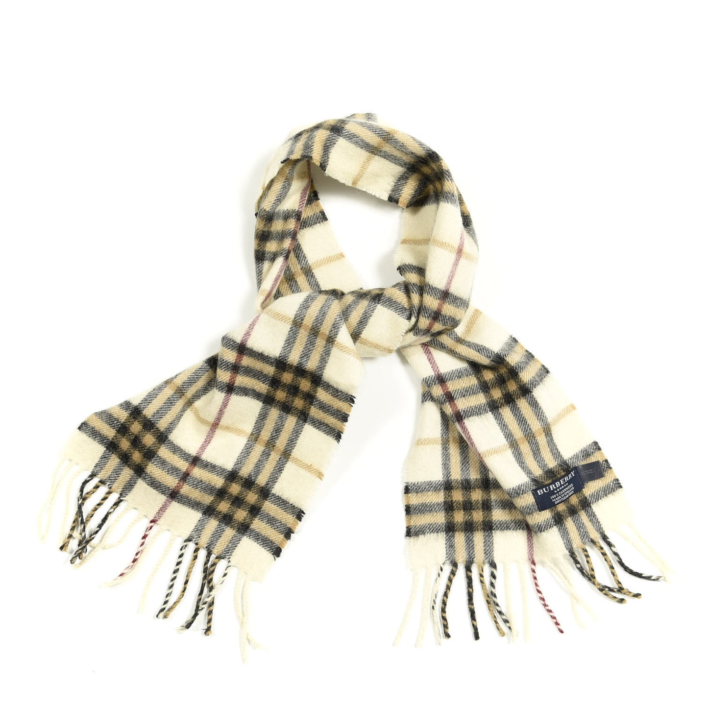 Cashmere House Check Fringe Scarf Camel