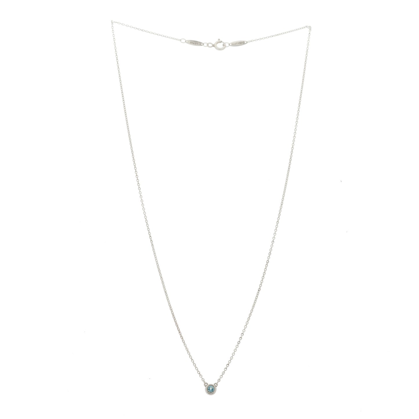 Sterling Silver Aquamarine Elsa Peretti Color by the Yard Pendant Necklace
