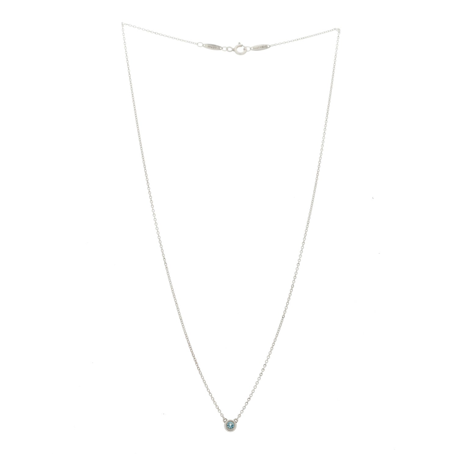 Tiffany Sterling Silver Aquamarine Elsa Peretti Color by the Yard Pendant Necklace 3 of 6