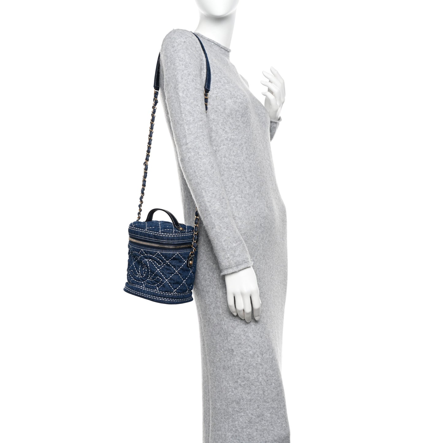 Denim Quilted Denim Trip Vanity Cosmetic Case Blue