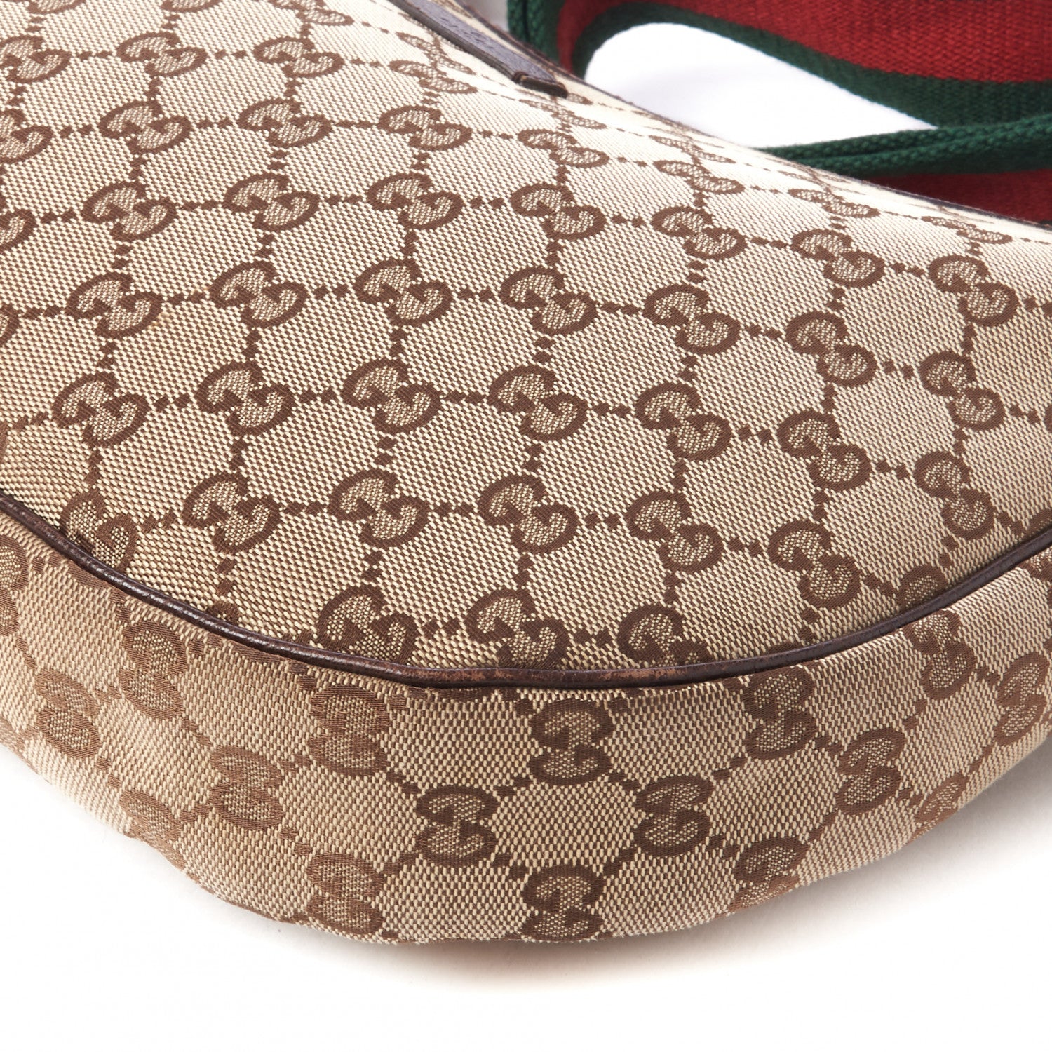 Gucci Monogram Web Medium Half Moon Hobo Dark Brown 5 of 10