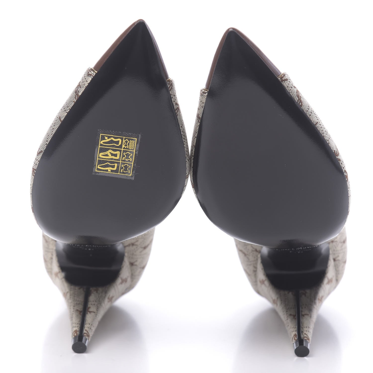 Saint Laurent Silk Blend Monogram Lola Cap Toe Pumps 36 Beige 5 of 9
