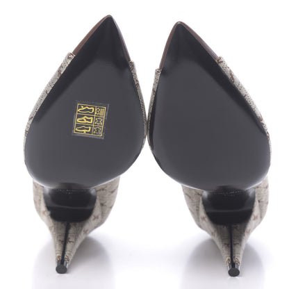 Saint Laurent Silk Blend Monogram Lola Cap Toe Pumps 36 Beige 5 of 9