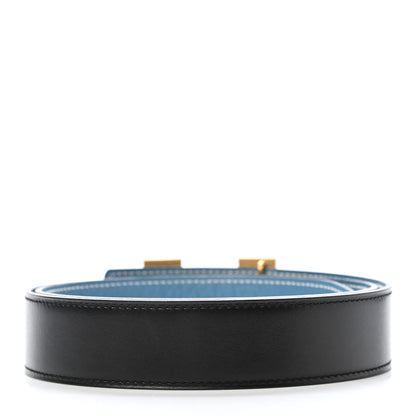 Hermes Box Togo 24mm Guilloche H Belt 85 Black Bleu Jean 2 of 6