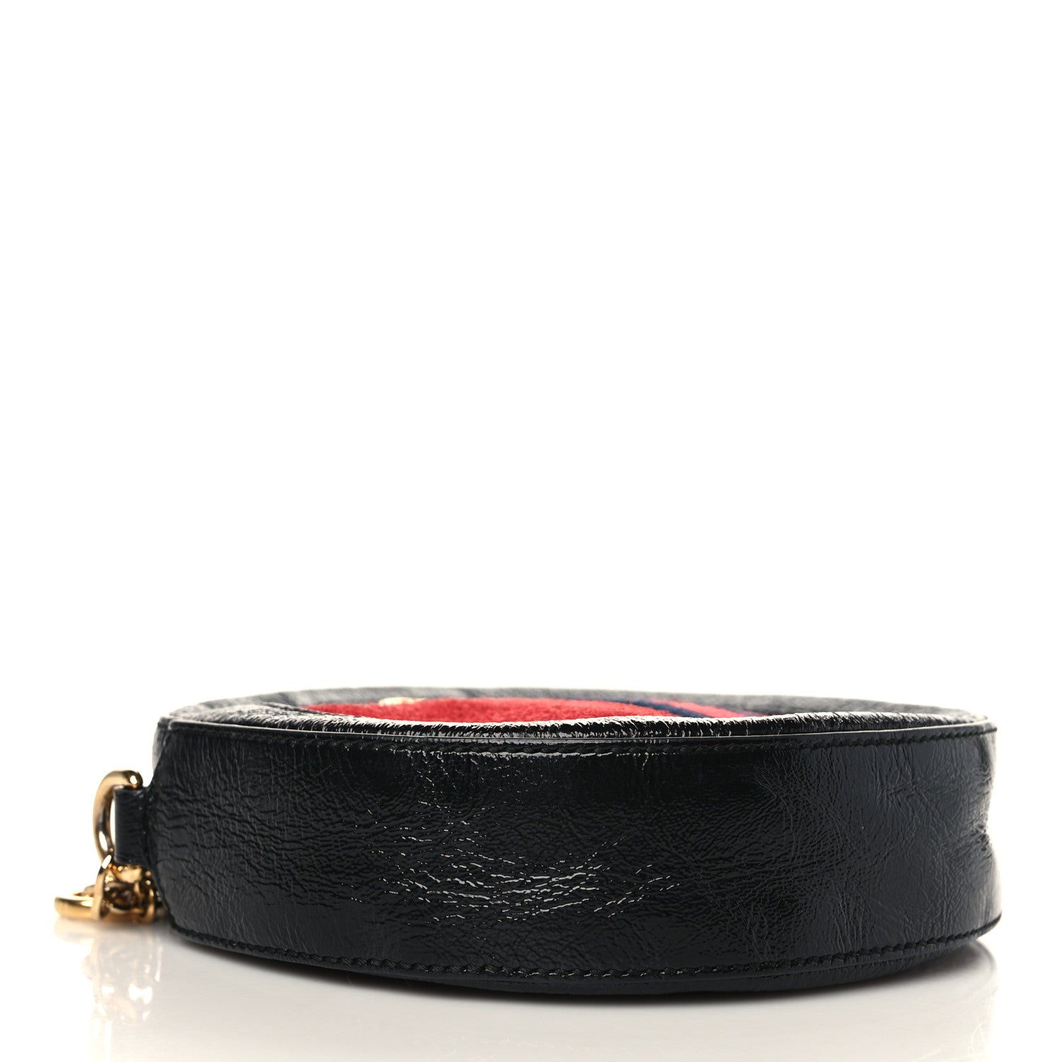 Gucci Suede Patent Web Mini Ophidia Round Shoulder Bag Hibiscus Red Black 4 of 9