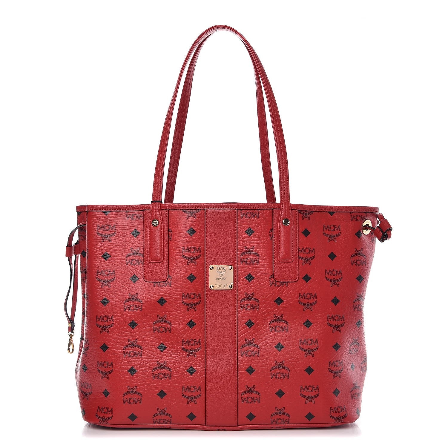 MCM Visetos Medium Liz Reversible Shopper Tote Ruby Red 1 of 10