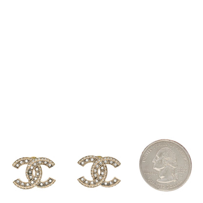 Chanel Crystal Timeless CC Earrings Light Gold 2 of 5