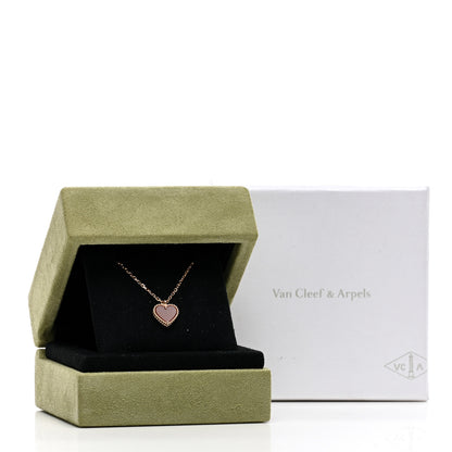 Van Cleef & Arpels 18K Rose Gold Carnelian Sweet Alhambra Heart Pendant Necklace 6 of 6
