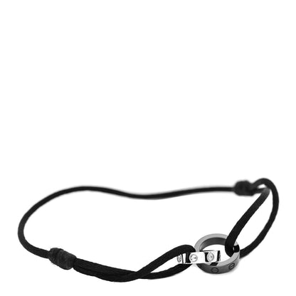 Cartier 18K White Gold Ceramic 4 Diamond LOVE Cord Bracelet Black 1 of 6