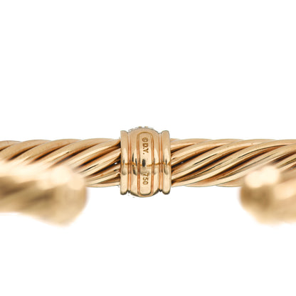 David Yurman 18K Yellow Gold Diamond 7mm Cable Classics Single Station Bracelet 4 of 4