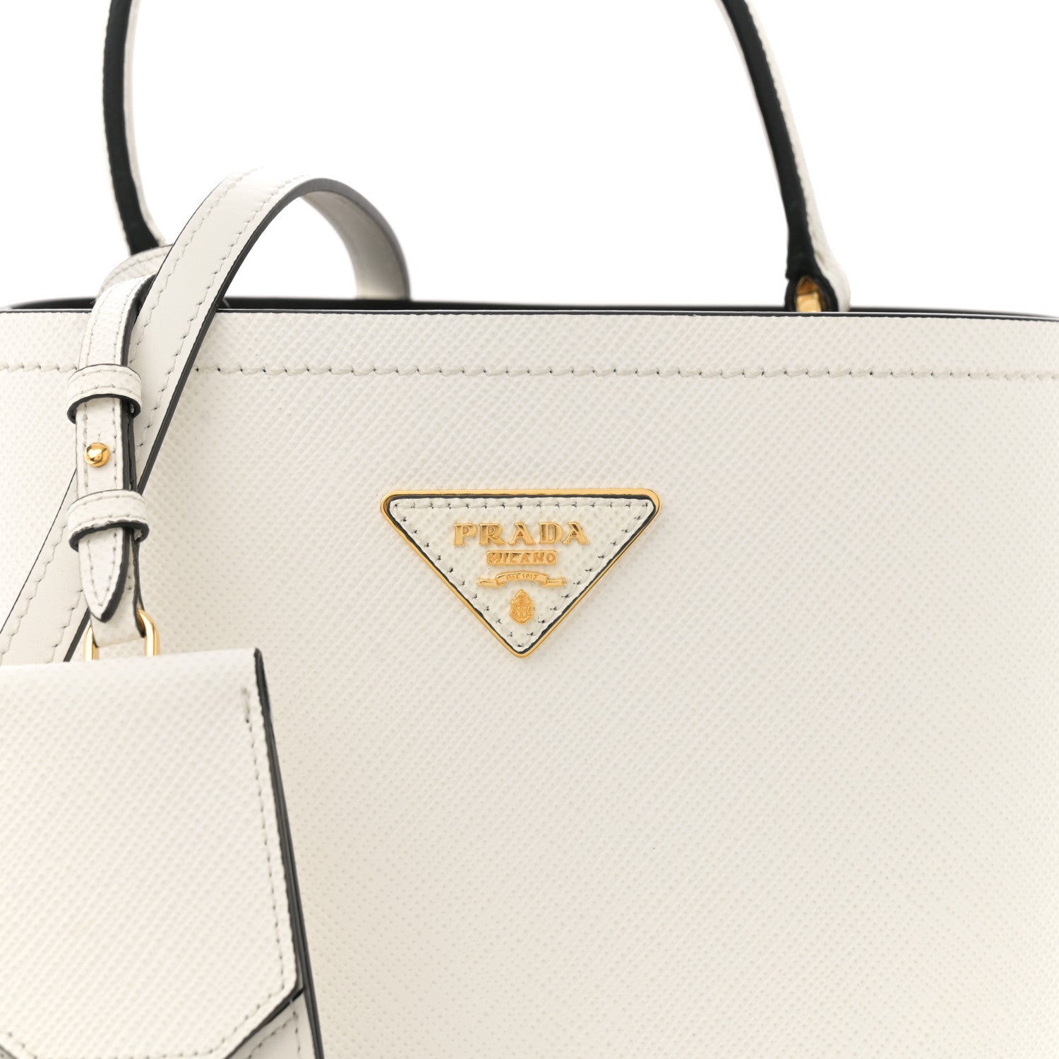 Prada Saffiano Cuir Medium Panier Bucket Bag  Bianco Black 8 of 10