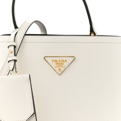Prada Saffiano Cuir Medium Panier Bucket Bag  Bianco Black 8 of 10