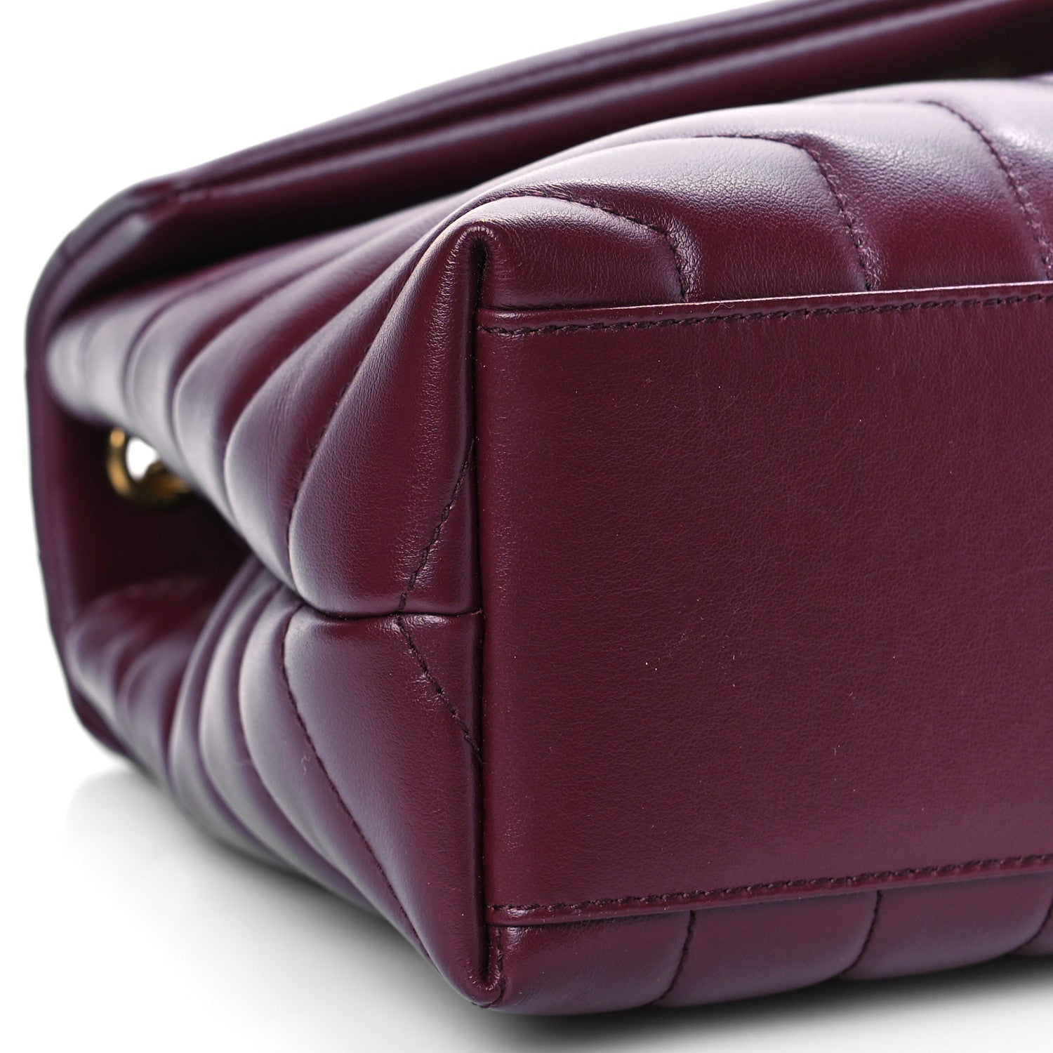 Saint Laurent Calfskin Y Quilted Monogram Small Loulou Chain Satchel Dark Legion Red 8 of 9
