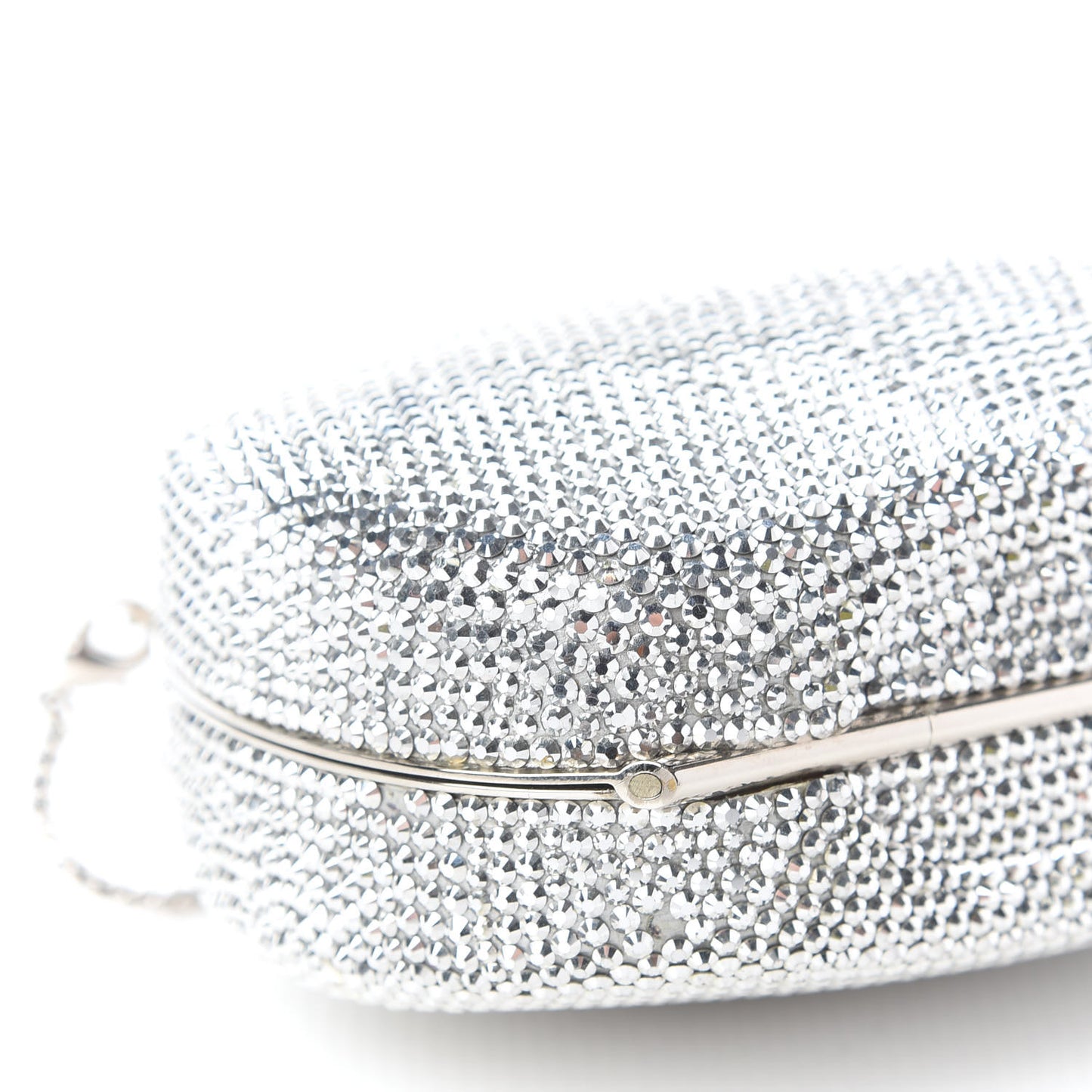 Crystal Minaudiere Clutch Silver