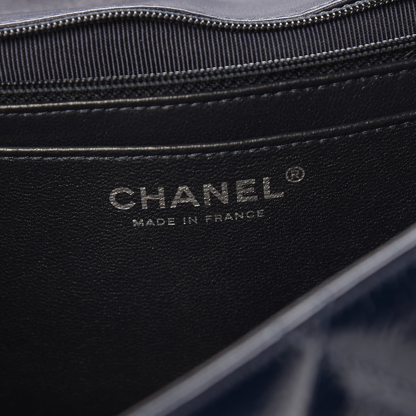 Distressed Patent Quilted Jumbo Single Flap Navy