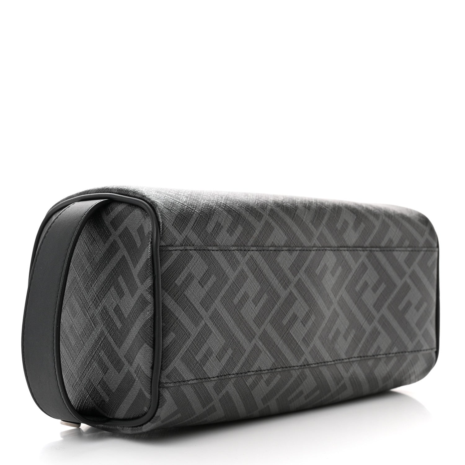 Fendi Shiny Glazed Fabric Vachetta FF 1974 Toiletry Case Black 4 of 8