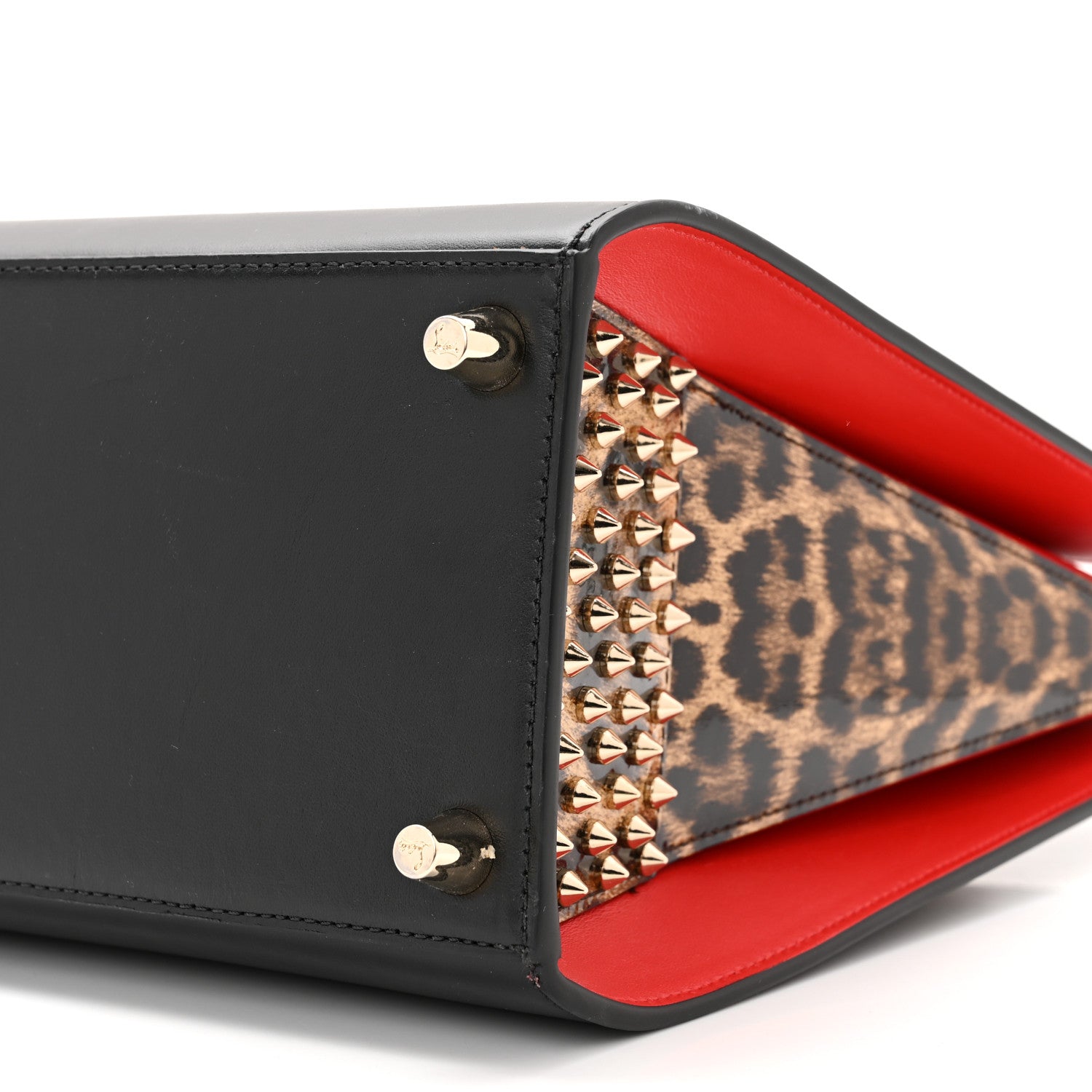 Christian Louboutin Calfskin Patent Leopard Spiked Medium Paloma Black 10 of 10