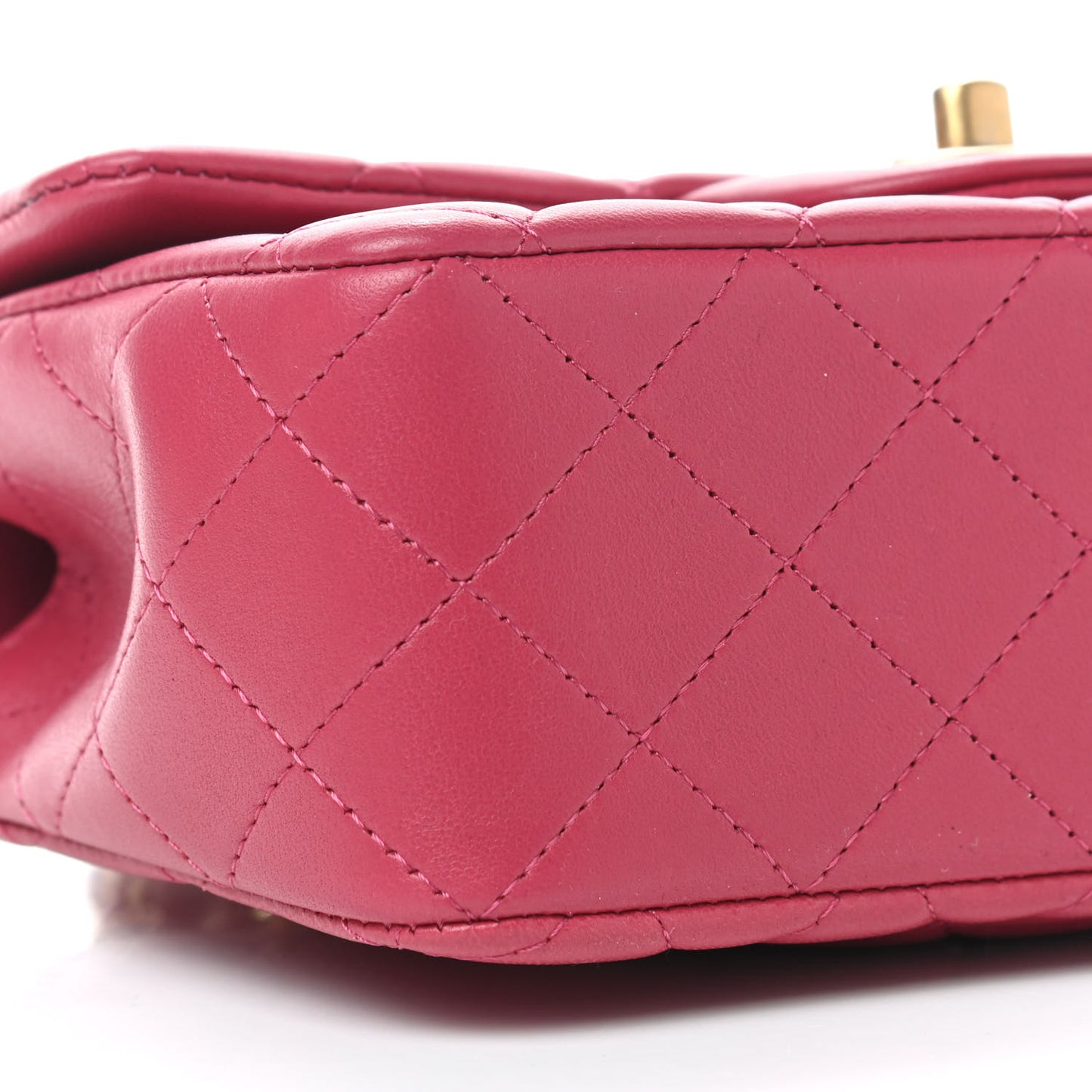 Lambskin Quilted Mini Top Handle Rectangular Flap Dark Pink