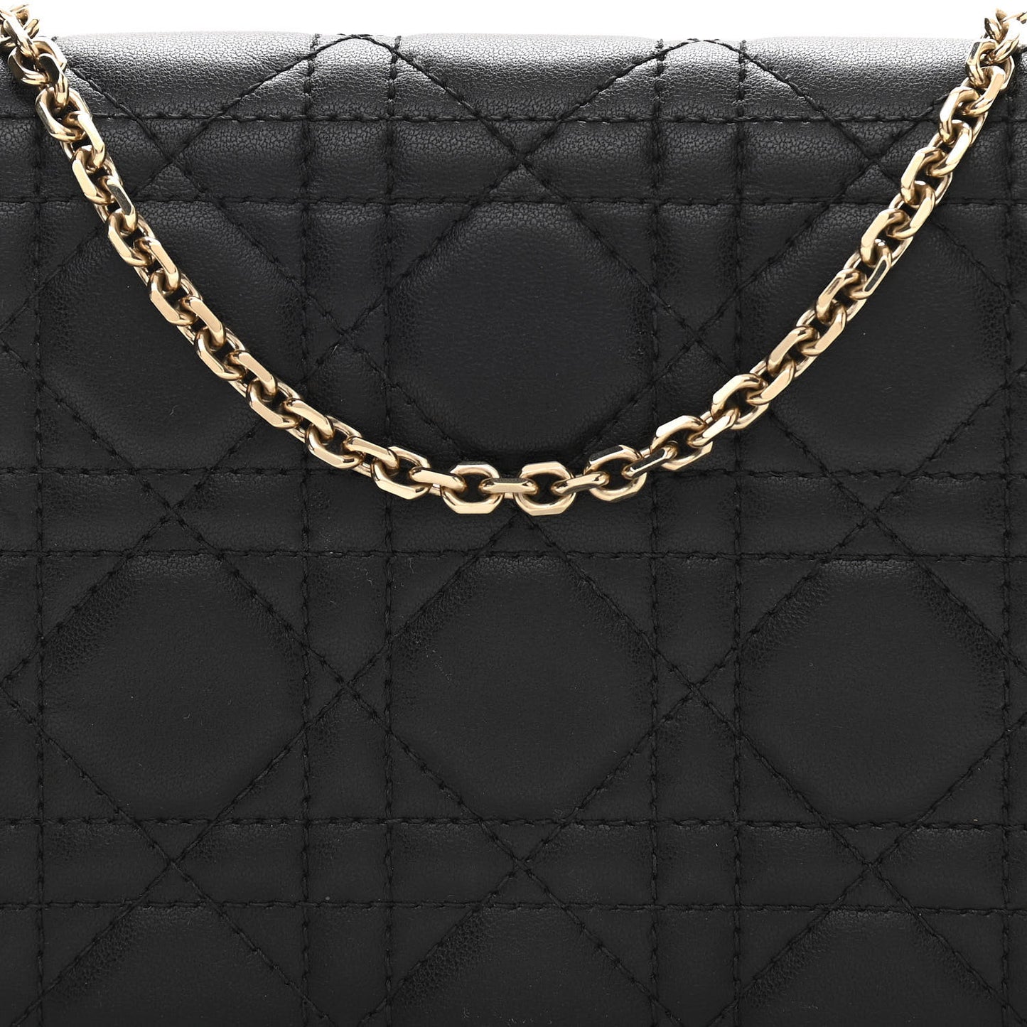Lambskin Cannage Lady Dior Chain Wallet Black