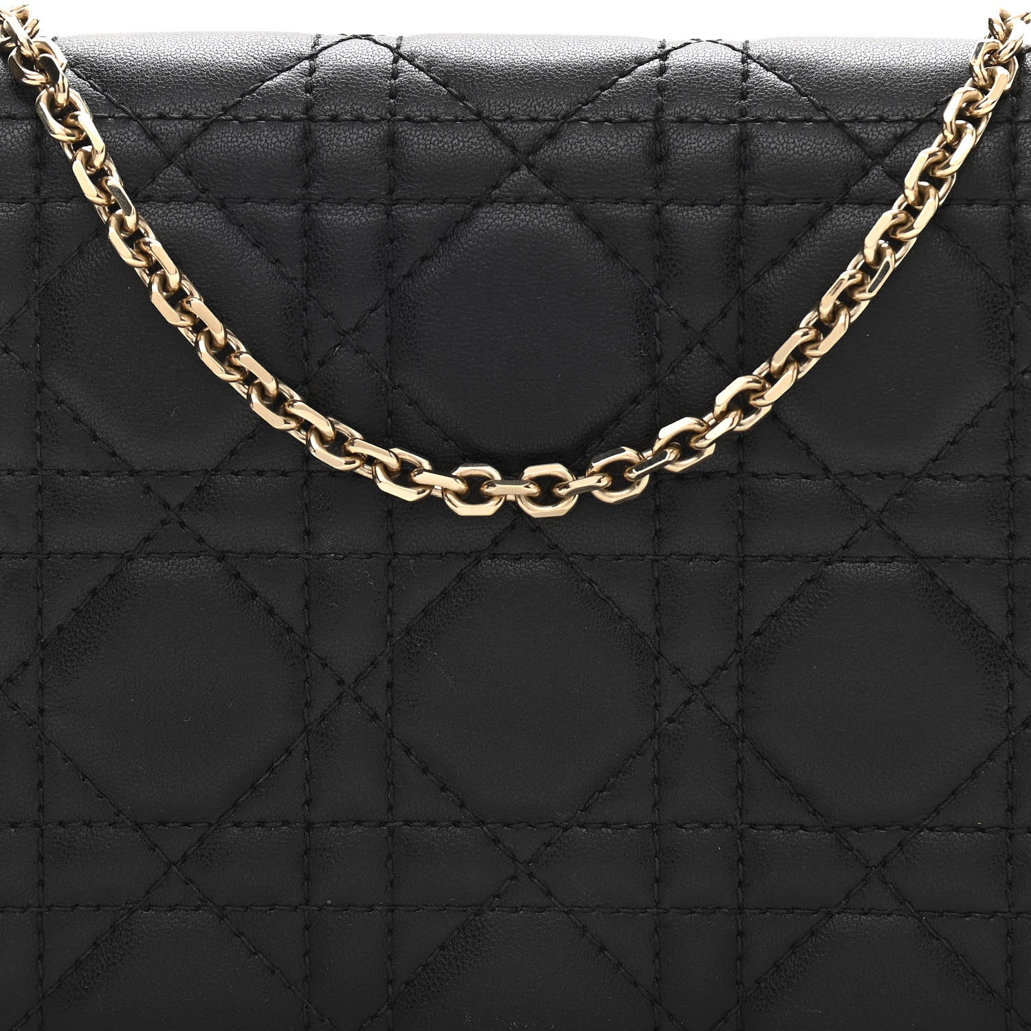 Christian Dior Lambskin Cannage Lady Dior Chain Wallet Black 9 of 12