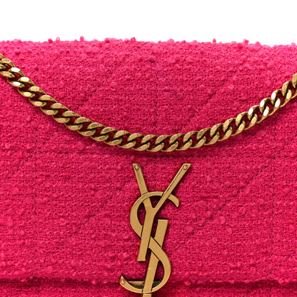 Saint Laurent Boucle Tweed Patchwork Monogram Medium Jamie Baguette Magenta 8 of 10