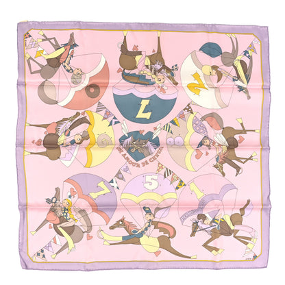 Hermes Silk Vintage Un Amour de Cheval Scarf 70 Lilas Rose Pale Jaune Pale 1 of 4