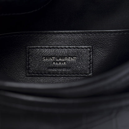 Saint Laurent Calfskin Crocodile Embossed Matelasse Monogram Baby Niki Chain Satchel Black 8 of 10