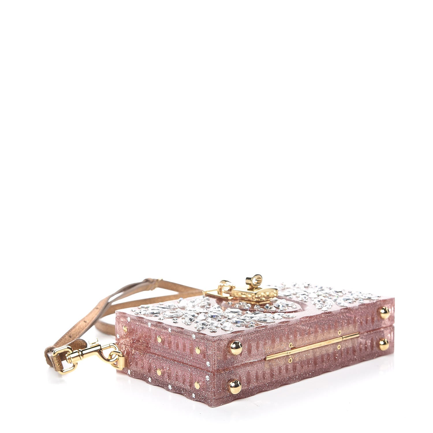 Dolce & Gabbana Crystal Embellished Plexiglass Dolce Box Clutch Pink 4 of 9