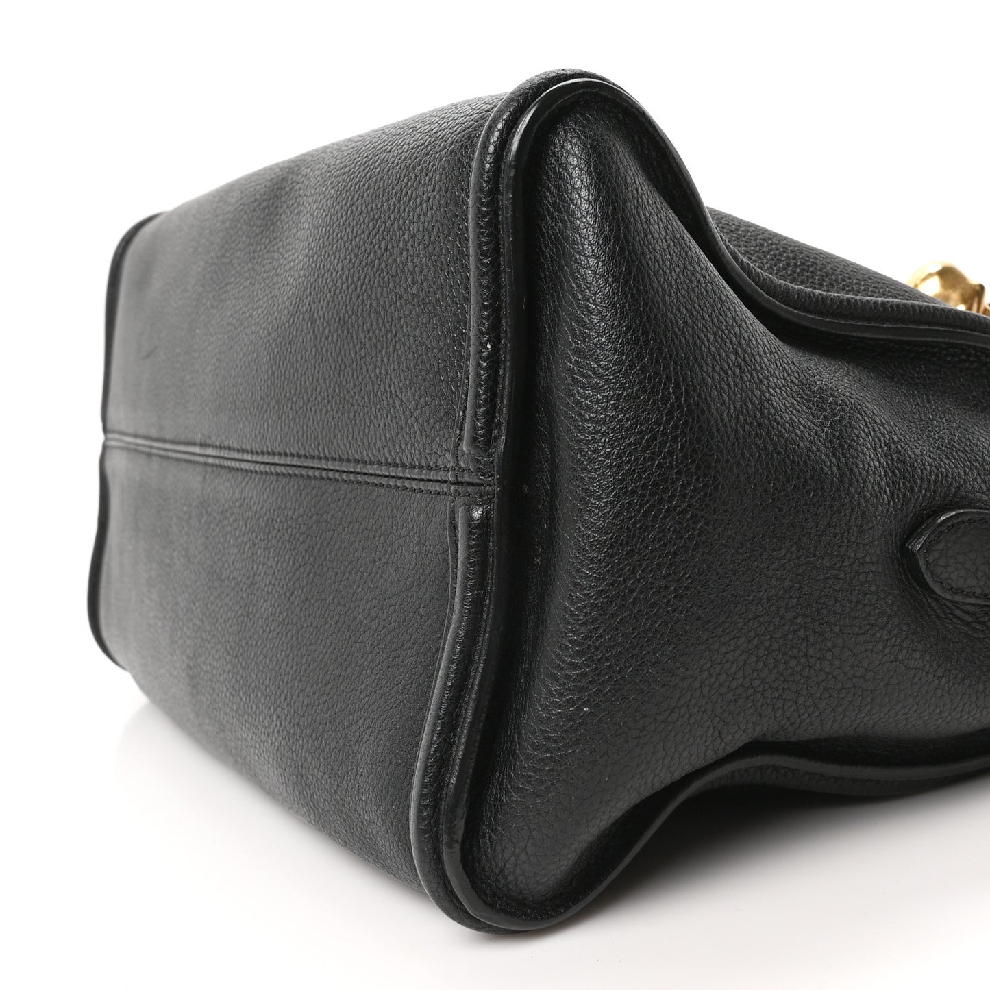 Pebbled Calfskin Small Skull Padlock Zip Around Tote Black