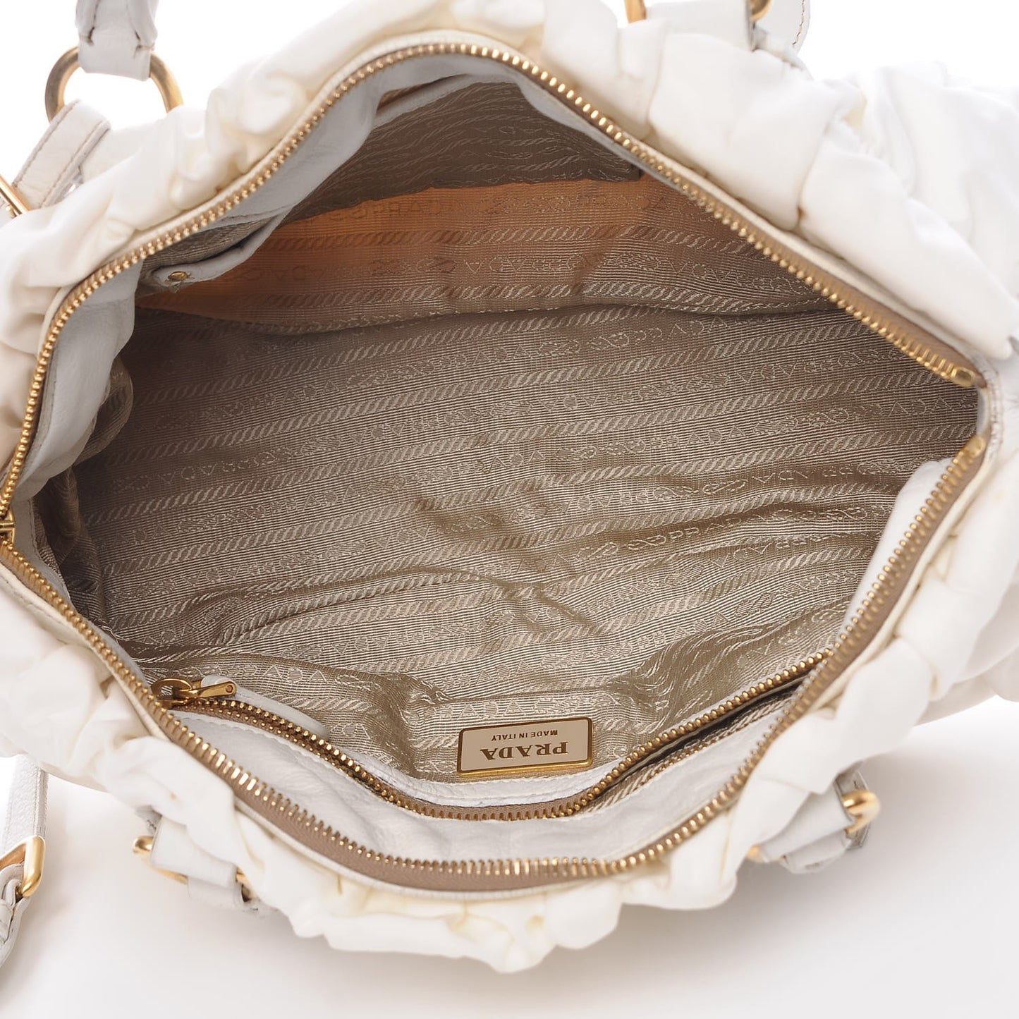 Tessuto Nylon Gaufre Shopping Satchel White