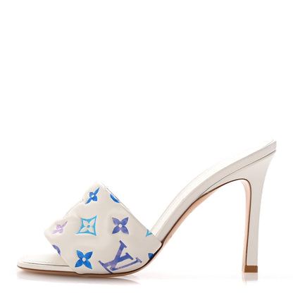 Louis Vuitton Lambskin Embossed Monogram By The Pool Revival High Heel Mules 39 Blue 1 of 9