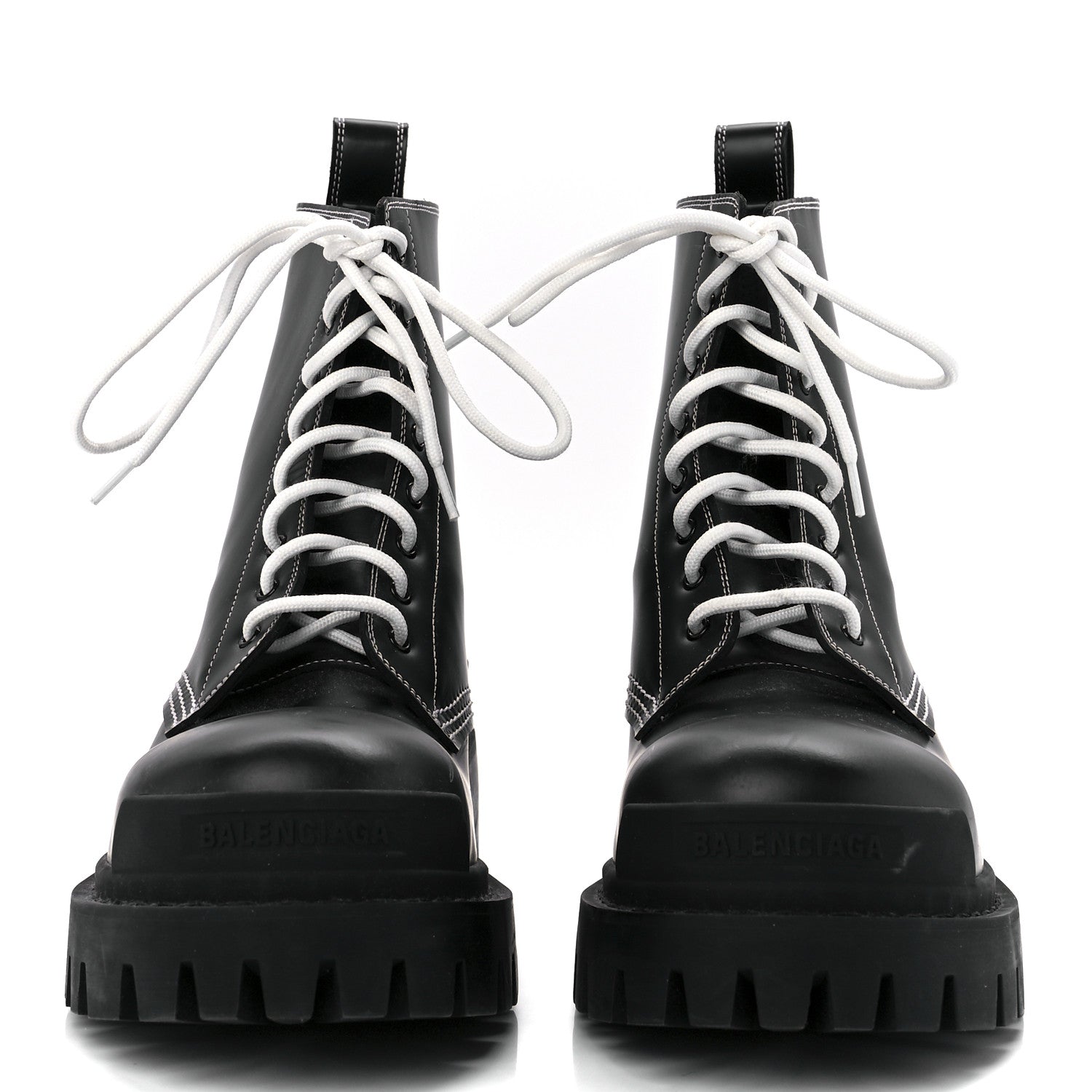 Balenciaga Calfskin Womens Strike 20mm Lace Up Boots 39 Black 2 of 9